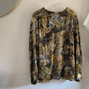 ⚜️🕋 GOLD and black witchy silky vintage blouse